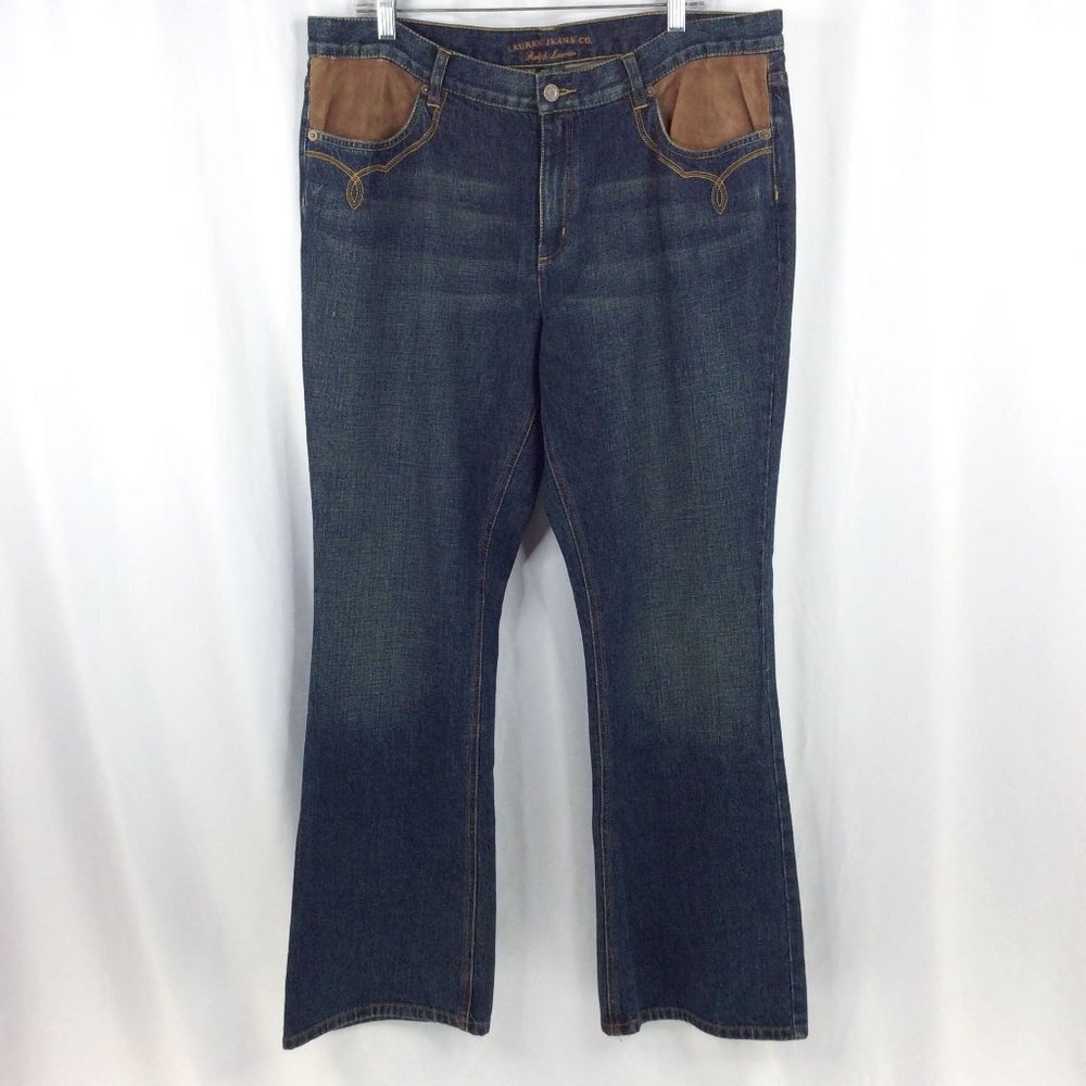 Ralph Lauren Jeans Co Women's Bootcut‎ Size 16 Suede Leather Pockets Western